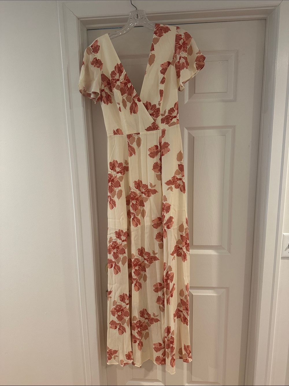 Privacy Please Cream Maxi Dress with Dusty Rose Floral Print